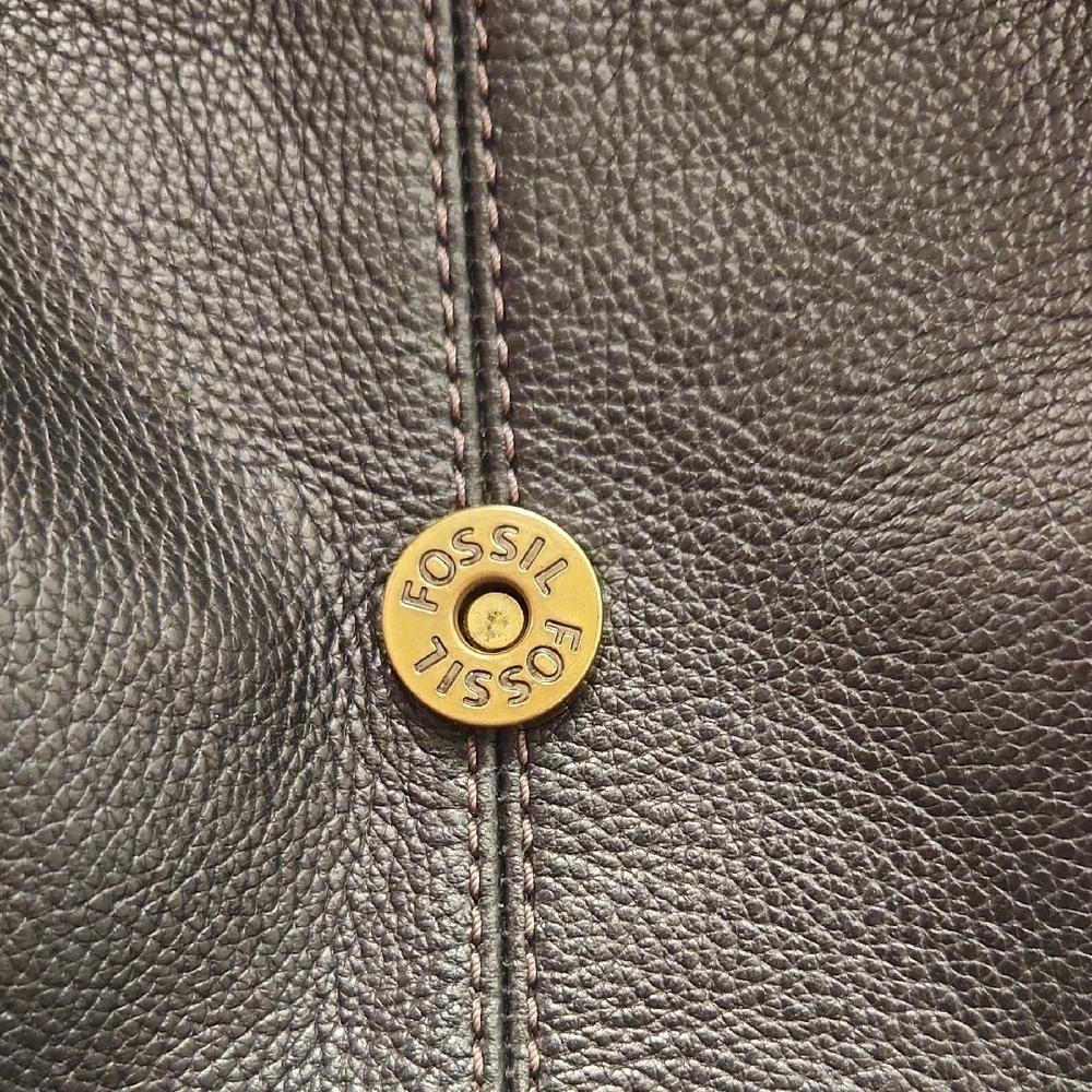 Fossil Claire Black Leather Backpack With Brown Trim - Picture 2 of 9